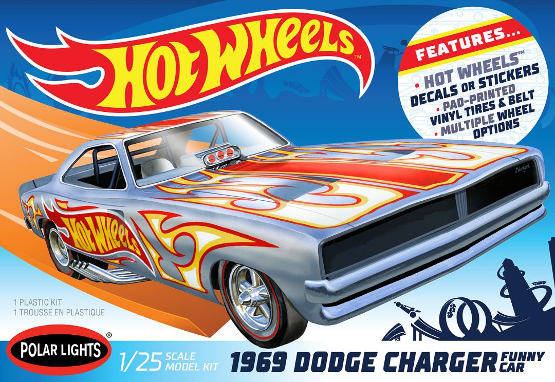 Polar Lights 1969 Dodge Charger Funny Car Hot Wheels 1/25 Model Kit (Level 2)