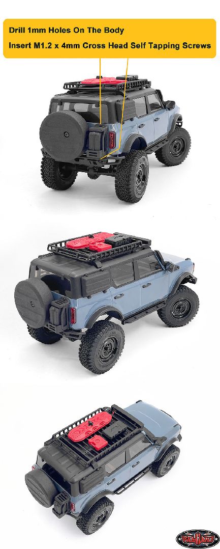 RC4WD Spare Tire Holder w/ Fuel Tank for Axial SCX24 2021 Bronco
