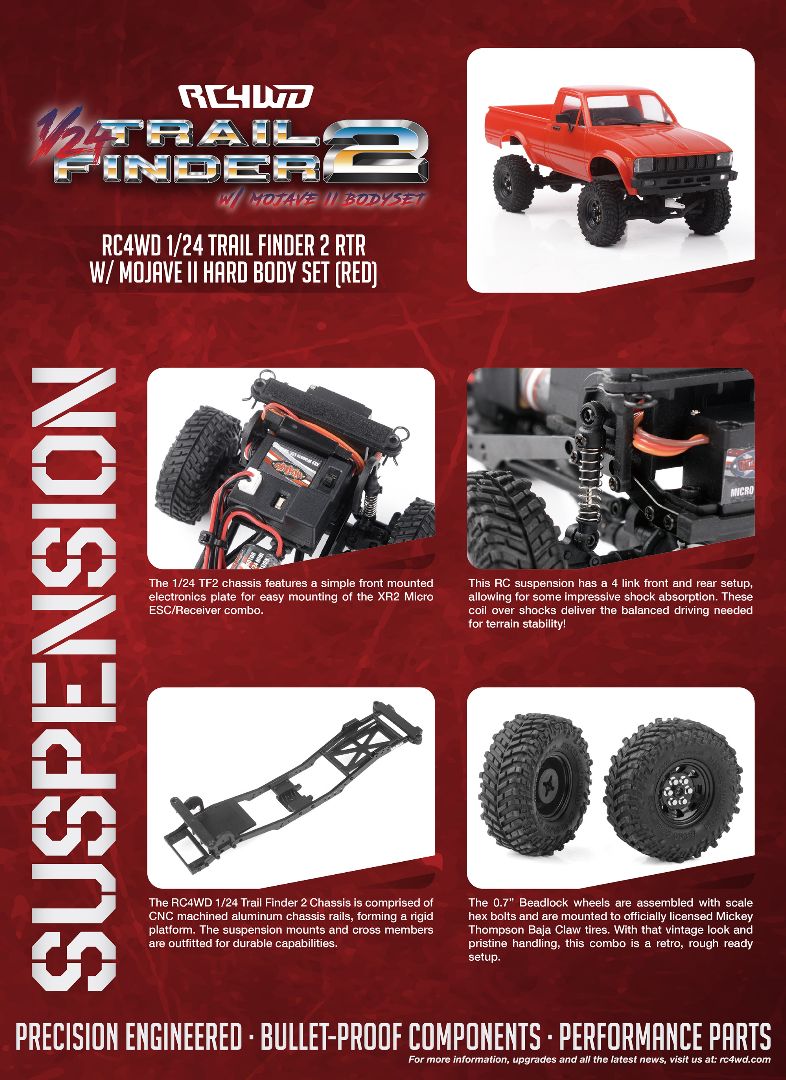 RC4WD 1/24 Trail Finder 2 RTR w/ Mojave II Hard Body Set Red