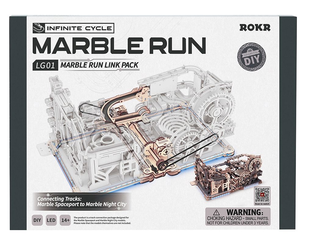 ROKR Marble Run Link Pack Connects Marble Space Port (ROELGC01) to Marble Night City (ROELGA01)