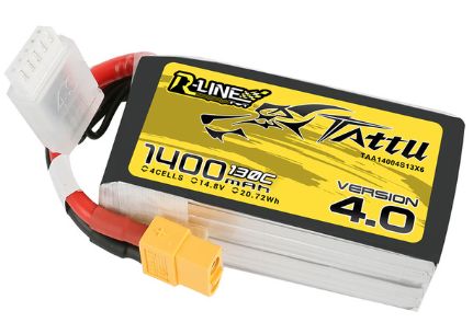 Tattu R-Line 4.0 1400mAh 14.8V 130C LiPo Battery w/XT60 Plug