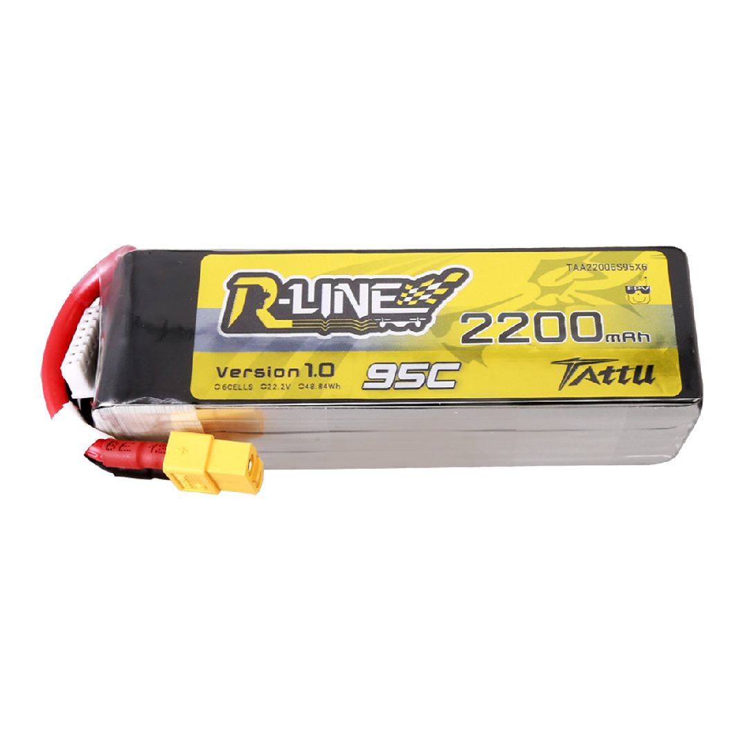 Gens Ace Tattu R-Line 22.2V 2200mah 6S 95C FPV LiPo Battery With XT60 Plug For 7