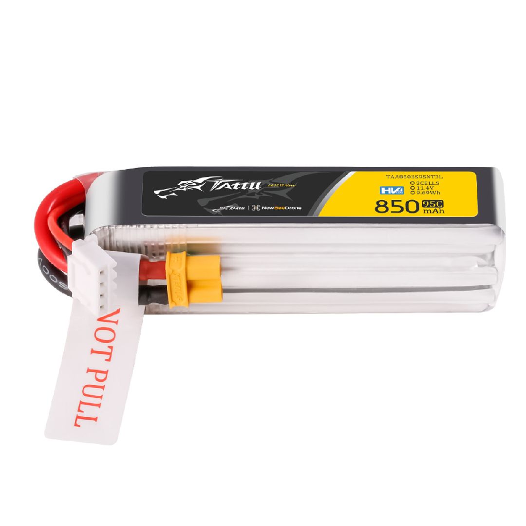 Tattu 850mAh 3S 95C 11.4V HV Lipo Long Pack with XT30 Plug Tattu 850mAh 3S 95C 11.4V HV Lipo Long Pack with XT30 Plug