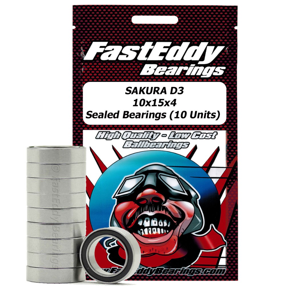 Fast Eddy SAKURA D3 10x15x4 Sealed Bearings (10 Units)