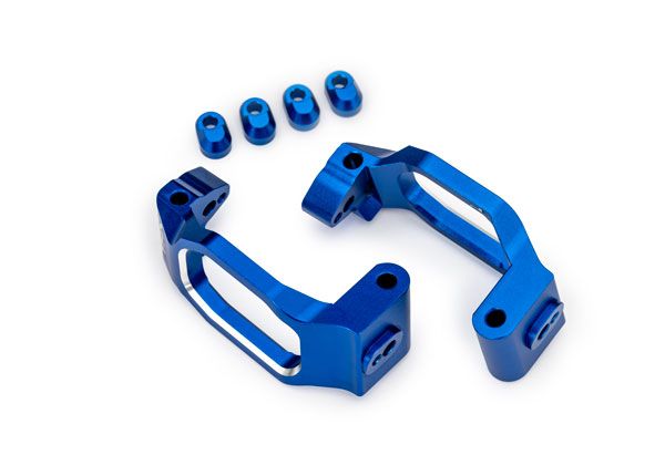 Traxxas Caster blocks, alum w/ threadlock, left&right (4)(Blue)