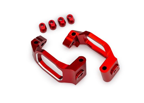 Traxxas Caster blocks, alum w/ threadlock, left&right (4)(Red)