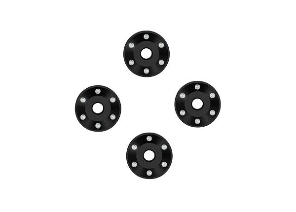 Traxxas Wheel washers, machined aluminum, black (4)