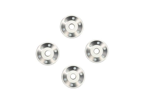 Traxxas Wheel washers, machined aluminum, silver (4)