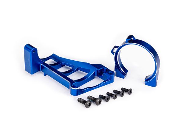 Traxxas Motor mounts (front & rear) (blue-anodized 6061-T6 aluminum)/ 3x10mm CCS (with threadlock) (4)/ 4x12mm BCS (with threadlock) (2) (for use with #3461 motor)