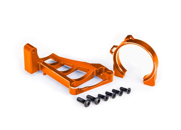 Traxxas Motor mounts (front & rear) (orange-anodized 6061-T6 aluminum)/ 3x10mm CCS (with threadlock) (4)/ 4x12mm BCS (with threadlock) (2) (for use with #3461 motor)