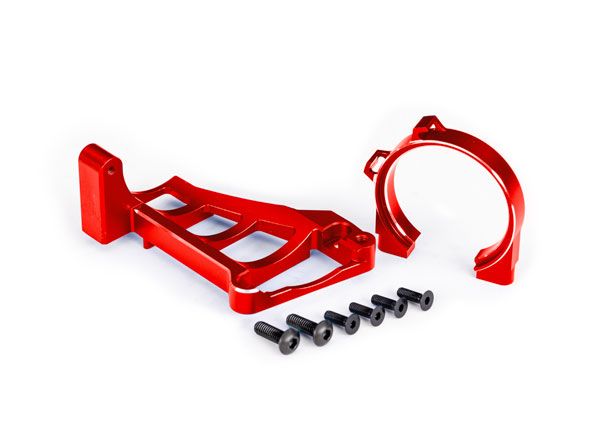 Traxxas Motor mounts (front & rear) (red-anodized 6061-T6 aluminum)/ 3x10mm CCS (with threadlock) (4)/ 4x12mm BCS (with threadlock) (2) (for use with #3461 motor)