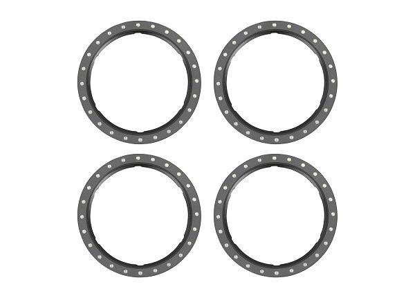 Traxxas Beadlock rings, gray (machined aluminum) (4)