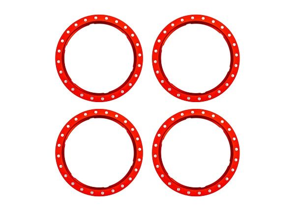 Traxxas Beadlock rings, red (machined aluminum) (4)