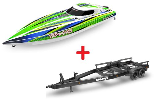 Traxxas Disruptor Boat, 4S VXL - Green w/ Trailer