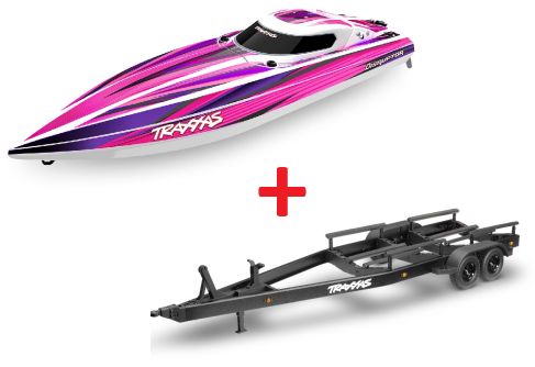 Traxxas Disruptor Boat, 4S VXL - Pink w/ Trailer