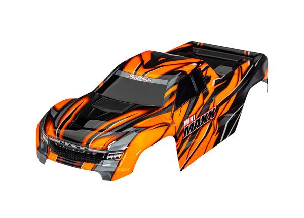 Traxxas Body, Mini Maxx, orange (painted, decals applied) - Click Image to Close