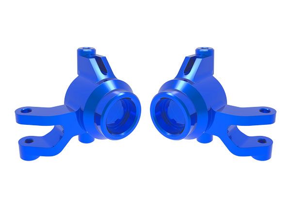 Traxxas Steering blocks, 6061-T6 aluminum (blue-anodized) (left & right)/ 3x12mm SS (with threadlock) (4)/ 3x15mm BCS (with threadlock) (2)