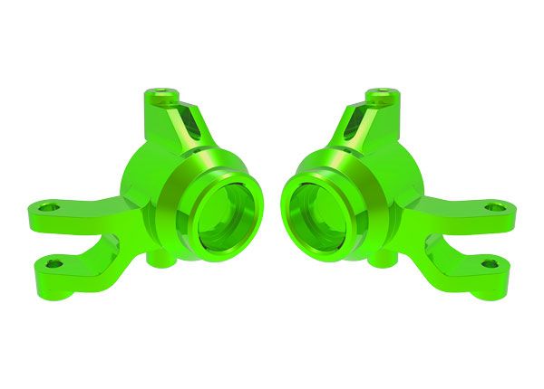 Traxxas Steering blocks, 6061-T6 aluminum (green-anodized) (left & right)/ 3x12mm SS (with threadlock) (4)/ 3x15mm BCS (with threadlock) (2)