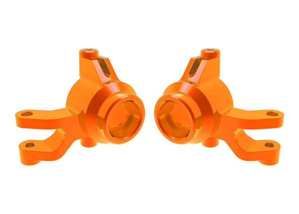 Traxxas Steering blocks, 6061-T6 aluminum (orange-anodized) (left & right)/ 3x12mm SS (with threadlock) (4)/ 3x15mm BCS (with threadlock) (2)