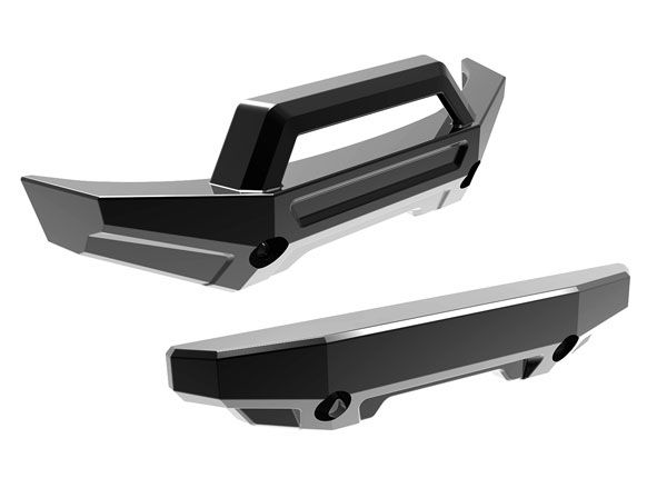 Traxxas Bumper, front (1)/ rear (1) (black chrome) - Click Image to Close