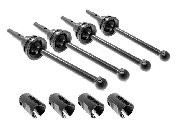 Traxxas Driveshafts, steel constant-velocity (assembled),front or rear (4)/ drive cups (4)/ screw pins (4)