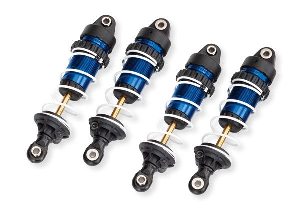 Traxxas Shocks, GTR long, blue-anodized, PTFE-coated bodies with TiN shafts (assembled with springs) (4)