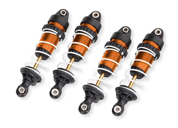 Traxxas Shocks, GTR long, orange-anodized, PTFE-coated bodies with TiN shafts (assembled with springs) (4)