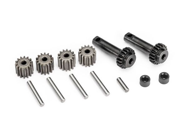 Traxxas Gear set, differential (planetary) (output gears (2),spider gears (4),spider gear shafts (4),differential spacers (2),output shaft (1),2.5x8.25mm pin (2))