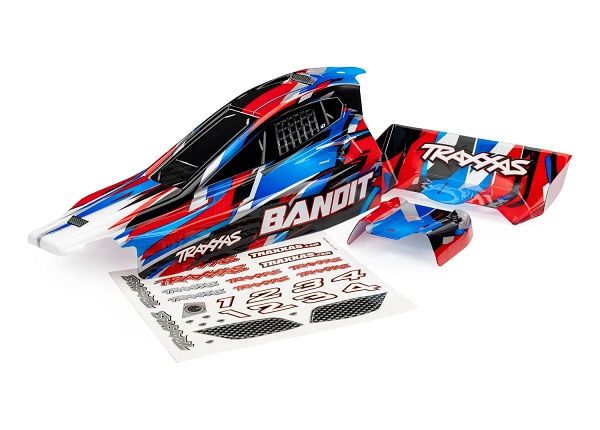 Traxxas Body, Bandit (also fits Bandit VXL),red/ wing (painted, decals applied)