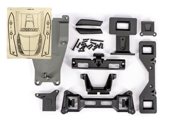 Traxxas Body conversion kit, Rustler® (includes front & rear body mounts, latches, hardware) (for clipless mounting)