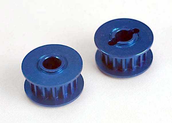 Traxxas Pulleys, 15-Groove (Front/ Rear) (Blue-Anodized, Light-Weight Aluminum) (2)/Flanges (2)