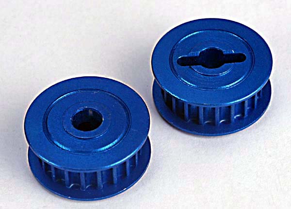 Traxxas Pulleys, 20-Groove (Middle)(Blue-Anodized, Light-Weight Aluminum) (2)/ Flanges (2)