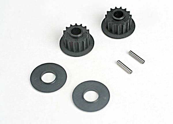 Traxxas Pulleys, 15-Groove (Front/ Rear) (2)/Flanges (2)/ Axle Pins (2)