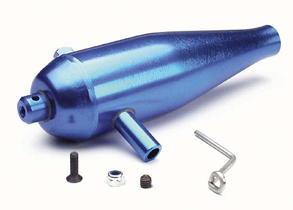 Traxxas Tuned Pipe, High Performance (Aluminum) (Blue-Anodized)/ Pipe Hanger/ Screws/ Nuts (Requires #4941)