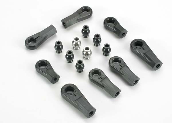 Traxxas Plastic Rod Ends (8) (1/6 And 1/5 Scale)/ Hollow Ball Connectors (8) (6-Black, 2-Silver)