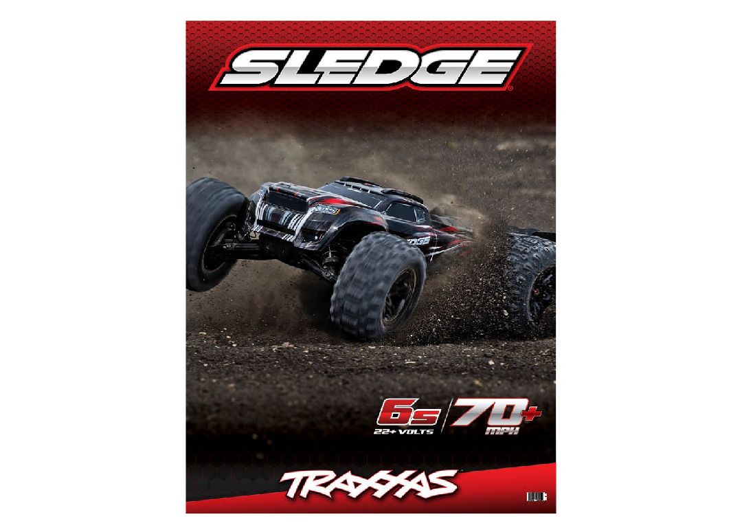 Traxxas Window Cling: Sledge-4WD-Belted- 36"x48" - Click Image to Close