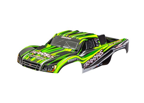 Traxxas Body, Slash 4X4 (also fits Slash VXL & Slash 2WD),green (painted, decals applied) (assembled with front & rear latches for clipless mounting)