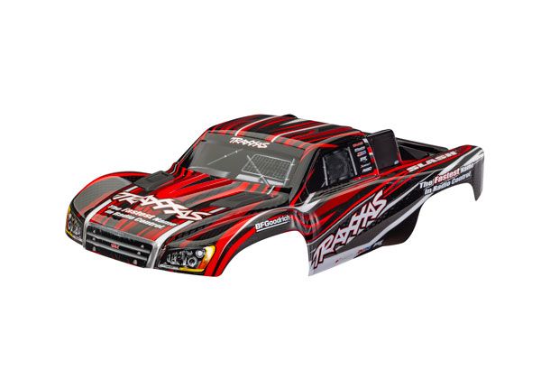 Traxxas Body, Slash 4X4 (also fits Slash VXL & Slash 2WD),red (painted, decals applied) (assembled with front & rear latches for clipless mounting)