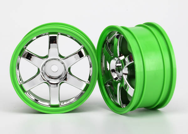 Traxxas Wheels, Volk Racing TE37 (Chrome/Green) (2)
