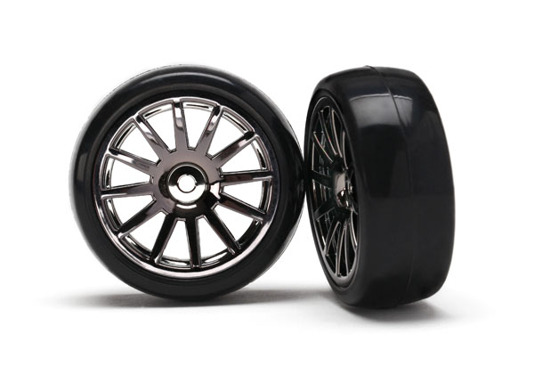 Traxxas LaTrax Pre-Mounted Slick Tires & 12-Spoke Wheels (Black