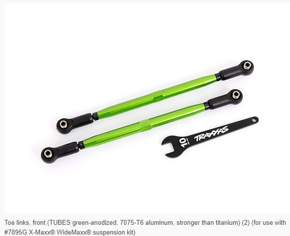 Traxxas Toe links front TUBES Green-anodized (2)