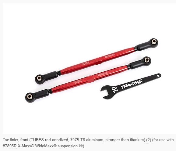 Traxxas Toe links front TUBES Red-anodized (2)