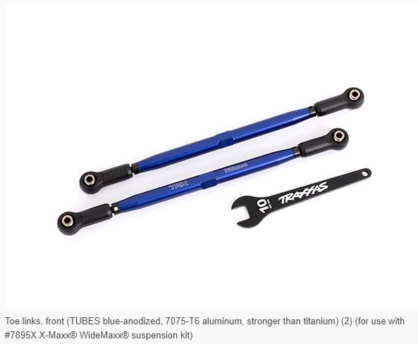 Traxxas Toe links front TUBES Blue-anodized (2)