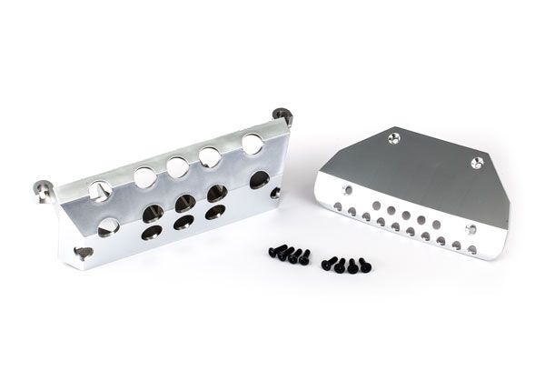 Traxxas Skid plates, Mercedes-Benz G 63, front & rear (satin-plated finish)/ 3x10 CCS (4)/ 3x10 BCS (4)