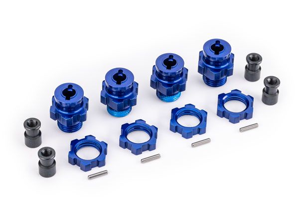 Traxxas Wheel hubs, splined, 17mm, short (blue)(for #9080) - Click Image to Close