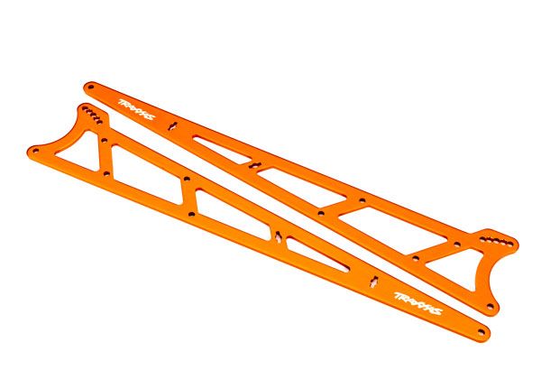 Traxxas Side plates, wheelie bar, orange (aluminum) (2)