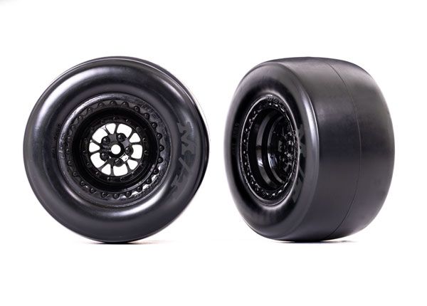 Traxxas Tires & Wheels (Weld Glossy Black Wheels) Mickey Thompson Et Drag Slicks, Smoke, Foam Inserts (Rear) (2)