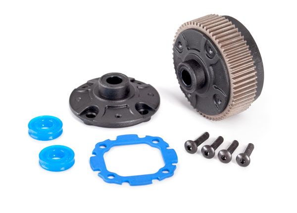 Traxxas Differential with steel ring gear/ side cover plate/ gasket/ x-rings (2)/ 2.5x10mm BCS (4)