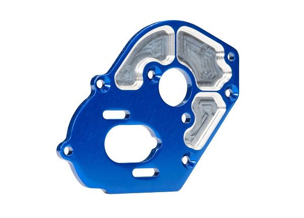 Traxxas Plate, motor, lightweight 6061-T6 aluminum (blue) - Click Image to Close