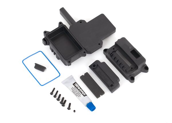 Traxxas Box, receiver (sealed) w/ ESC mount/ receiver cover/ access plug/ foam pads/ silicone grease/ 2.5x10 CS (2)/ 3x10 BCS (1)